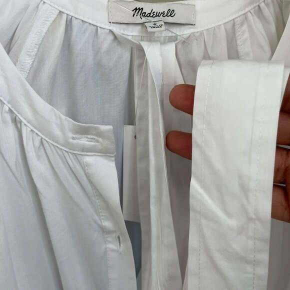 Madewell Tie-Waist Button-Front Midi Dress‎ in Poplin White Size Small NWT - Picture 9 of 14